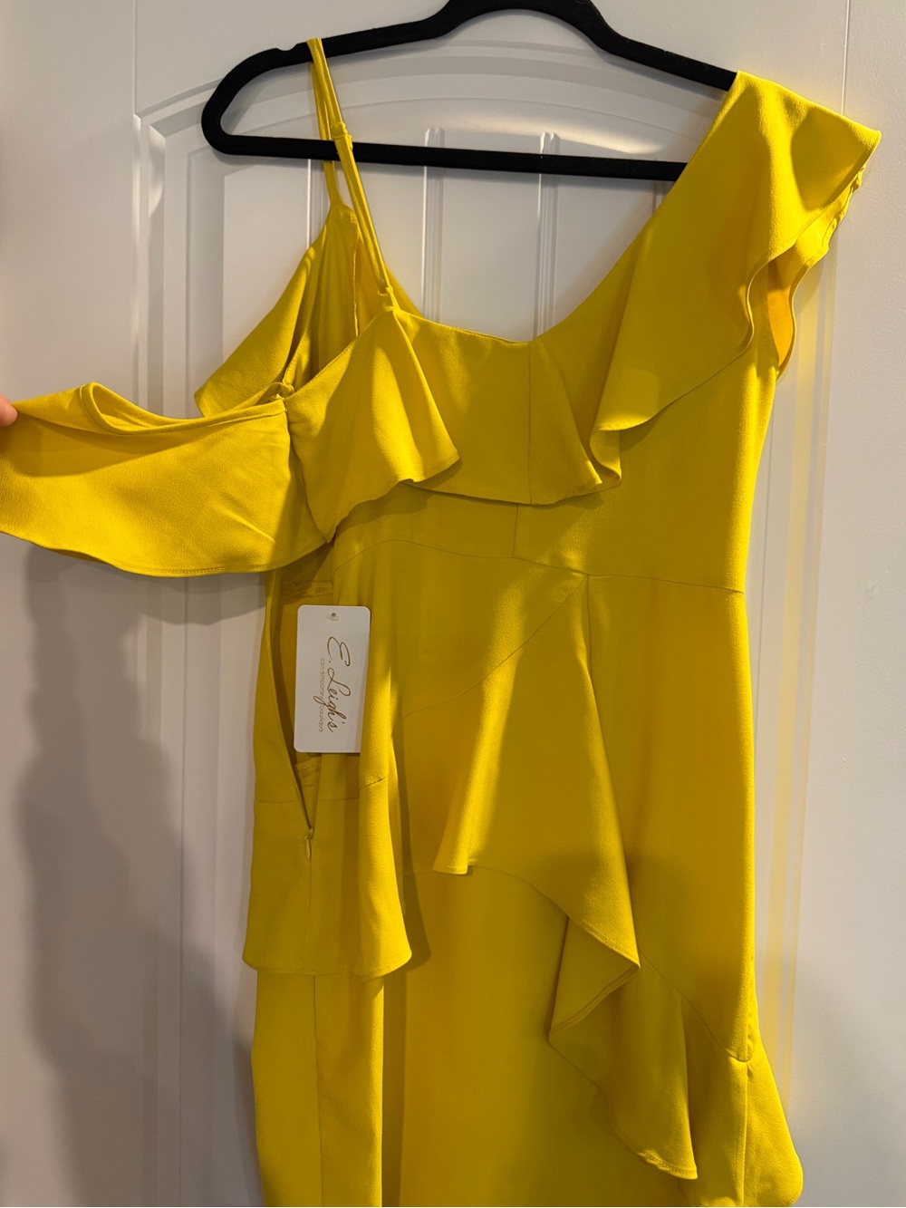Yellow Ruffle One-Shoulder Dress